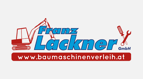 Baumaschinenverleih Lackner - Logo mit www