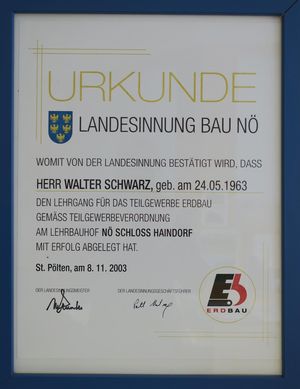 Zertifikat Erdbau