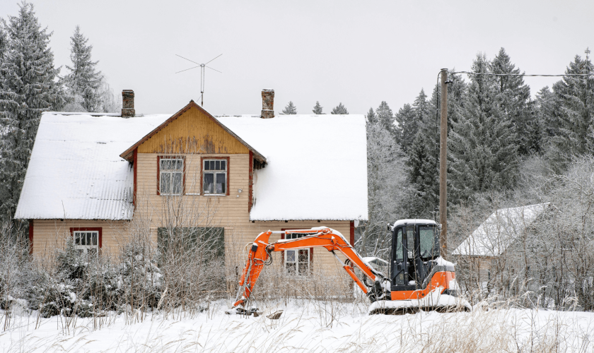 Baumaschinen im Winter