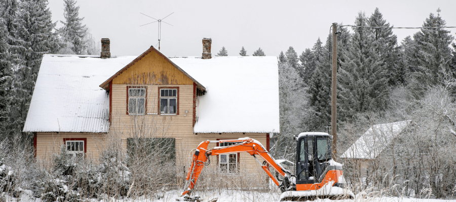 Baumaschinen im Winter
