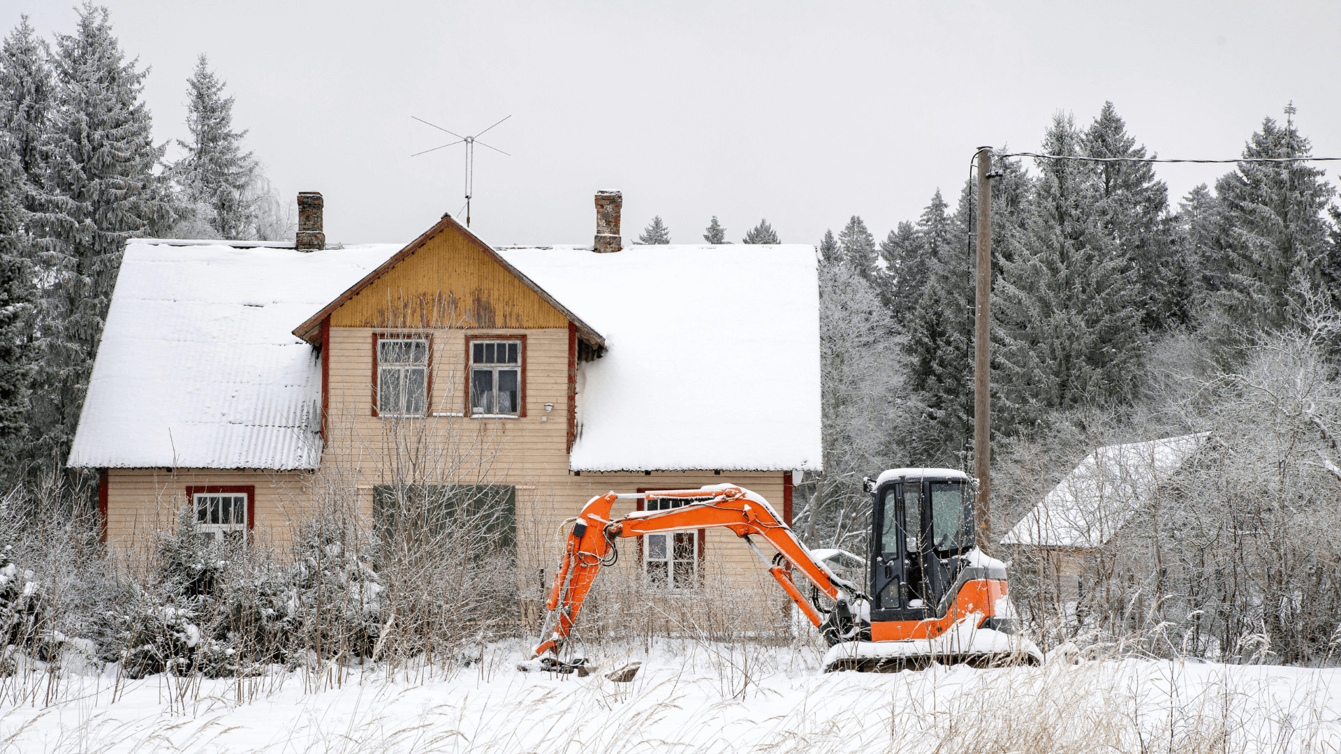 Baumaschinen im Winter